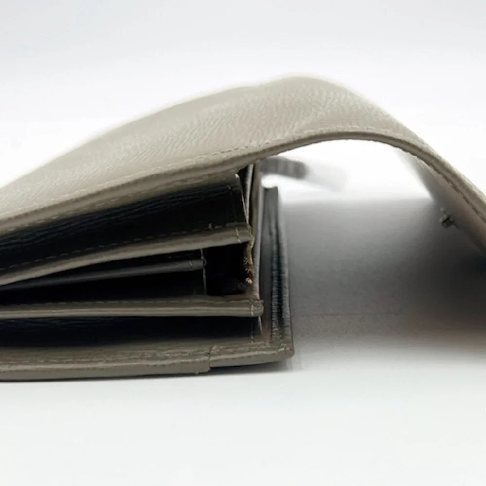 Bally Women's Gray Pebbled Miensa Leather long bifold flap wallet NWT. - Picture 9 of 14